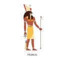 Horus profile, Egyptian god. Hor, Ancient Egypts deity of kingship and sky. Falcon-headed character of old civilization Royalty Free Stock Photo