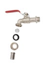 A hose plug type ball valve water tap with red handle