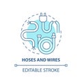 Hoses and wires blue concept icon