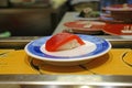 Hoshi fish sushi on white dish in Japanese restaurant Royalty Free Stock Photo