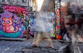 MELBOURNE, AUSTRALIA - APRIL 12, 2024: graffiti and Street Art in Hosier Lane Royalty Free Stock Photo