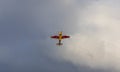 Hosin, Czech republic - September 02, 2023: Famous acrobatic pilot Martin Sonka fly in Red Bull Extra 330 plane on air show