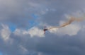 Hosin, Czech republic - September 02, 2023: Famous acrobatic pilot Martin Sonka fly in Red Bull Extra 330 plane on air show