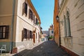 Hosok kapuja castle gate and old town street in Veszprem, Hungary Royalty Free Stock Photo