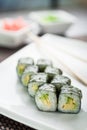 Hosomaki sushi avokado hosomaki on a dish Royalty Free Stock Photo