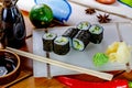 Hosomaki sushi rolls with cucumber Royalty Free Stock Photo