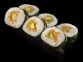 Hosomaki sushi with smoked salmon Royalty Free Stock Photo