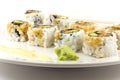 Hosomaki, Unagi maki, BBQ eel, avocado roll Royalty Free Stock Photo