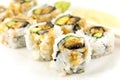 Hosomaki, Unagi maki, BBQ eel, avocado roll Royalty Free Stock Photo