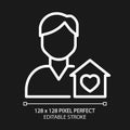 Hospice pixel perfect white linear icon for dark theme Royalty Free Stock Photo