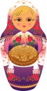 Hospitable nested doll with loaf (vector)