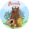 Hospitable Russian bear with a balalaika Royalty Free Stock Photo