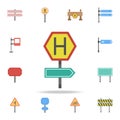 Hospital ahead colored icon. Detailed set of color road sign icons. Premium graphic design. One of the collection icons for Royalty Free Stock Photo