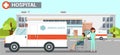 Hospital Ambulance Flat Vector Color Illustration