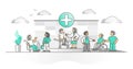 Hospital as healthcare medical ambulance or clinic monocolor outline concept