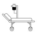Hospital bed with medical equipments, intensive care, resuscitation