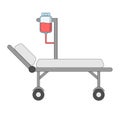 Hospital bed with medical equipments, intensive care, resuscitation