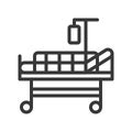 Hospital bed and normal saline, outline icon