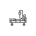 Hospital bed with patient blood transfusion line icon Royalty Free Stock Photo
