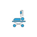 Hospital bed with patient blood transfusion vector icon symbol isolated on white background Royalty Free Stock Photo