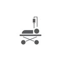 Hospital bed with patient blood transfusion vector icon symbol isolated on white background Royalty Free Stock Photo