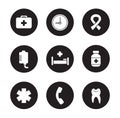 Hospital black icons set