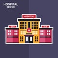 Hospital building flat icon with long shadow.Hospital flat icon clinic color icons in trendy vector image. Royalty Free Stock Photo