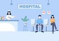 Hospital Building for Healthcare Background Vector Illustration with, Ambulance Car, Doctor, Patient, Nurses or Medical Exterior Royalty Free Stock Photo