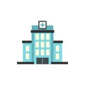 Hospital building icon, flat style