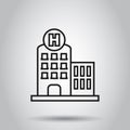 Hospital building icon in flat style. Infirmary vector illustration on isolated background. Medical ambulance business concept Royalty Free Stock Photo