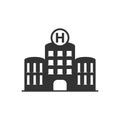 Hospital building icon in flat style. Infirmary vector illustration on white isolated background. Medical ambulance business