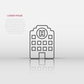 Hospital building icon in flat style. Infirmary vector illustration on white isolated background. Medical ambulance business Royalty Free Stock Photo