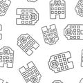 Hospital building icon seamless pattern background. Infirmary vector illustration on white isolated background. Medical ambulance Royalty Free Stock Photo