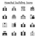 Hospital building icon set vector illustration graphic design Royalty Free Stock Photo