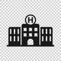 Hospital building icon in transparent style. Infirmary vector illustration on isolated background. Medical ambulance business