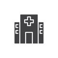 Hospital building icon vector, filled flat sign, solid pictogram isolated on white. Royalty Free Stock Photo