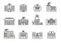 Hospital building icons set. Line Style stock vector. Royalty Free Stock Photo