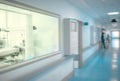 Hospital building indoors with the workers in the hallway Royalty Free Stock Photo