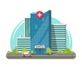 Hospital building isolated vector illustration, flat cartoon modern medical center or clinic clipart