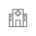 Hospital building line icon, outline vector sign, linear style pictogram isolated on white. Royalty Free Stock Photo