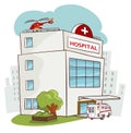 Hospital building, medical icon. Healthcare, hospital and medica