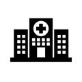 Hospital building vector icon. ambulance illustration symbol or logo. aid sign.