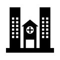 Hospital Building Front Icon.Hospital Building Vector Icon. Ambulance Illustration Symbol Or Logo. Aid Sign.