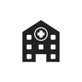 Hospital building vector icon. Infirmary medical clinic sign ill