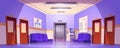 Hospital corridor interior door vector background Royalty Free Stock Photo