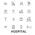 Hospital, doctor, medical, healthcare, nurse, health, hospitality, patient line icons. Editable strokes. Flat design Royalty Free Stock Photo