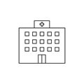 Hospital. Doodle icon. Drawing by hand. Coloring book. Vector illustration. Royalty Free Stock Photo