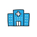 Hospital doodle icon, vector illustration