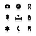 Hospital drop shadow icons set