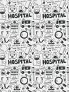 Hospital elements doodles hand drawn line icon, eps10